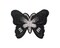 3"x 2 1/4" Black / Silver Embroidery Heat Transfer Iron On Butterfly Patch Pack of 72